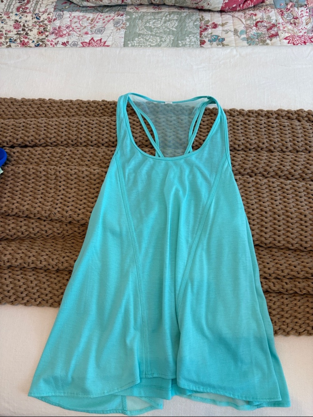 ALO Yoga Turquoise Double-Strap Racerback Tank